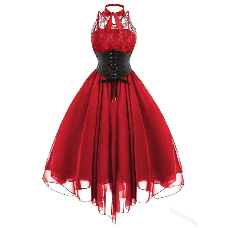 Vintage Gothic Korsett Swing Kleid