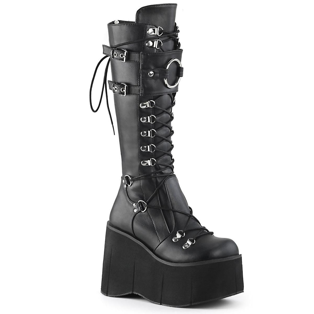 Black Knee High Wedge Platform Strap Boots – GothicIndividual