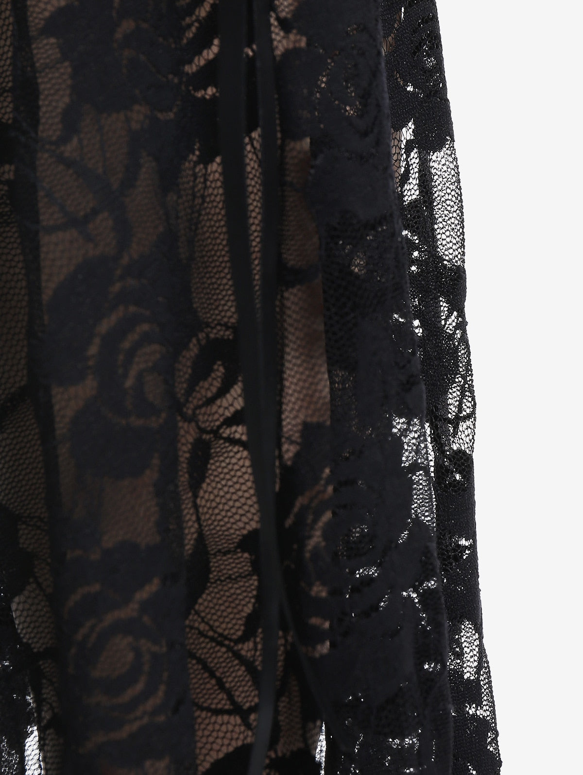 Pantalones acampanados con parte inferior de encaje negro