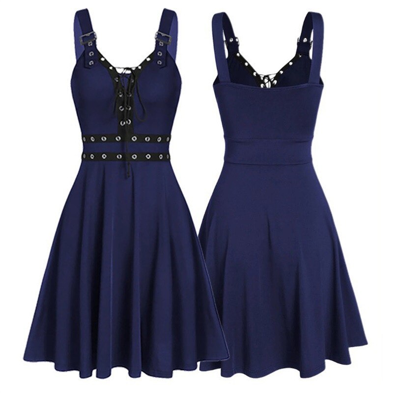 Buckle Sleeve Gromit Flared Dress