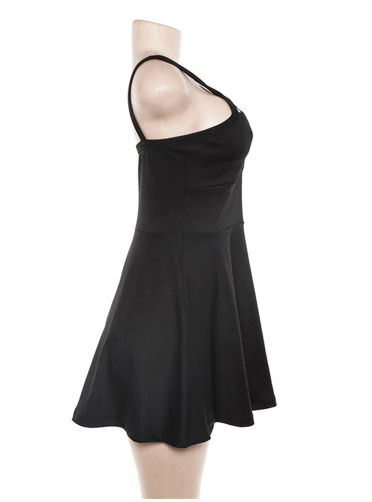 Black Skater Dress With Pentagram Neckline