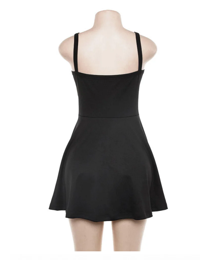 Black Skater Dress With Pentagram Neckline