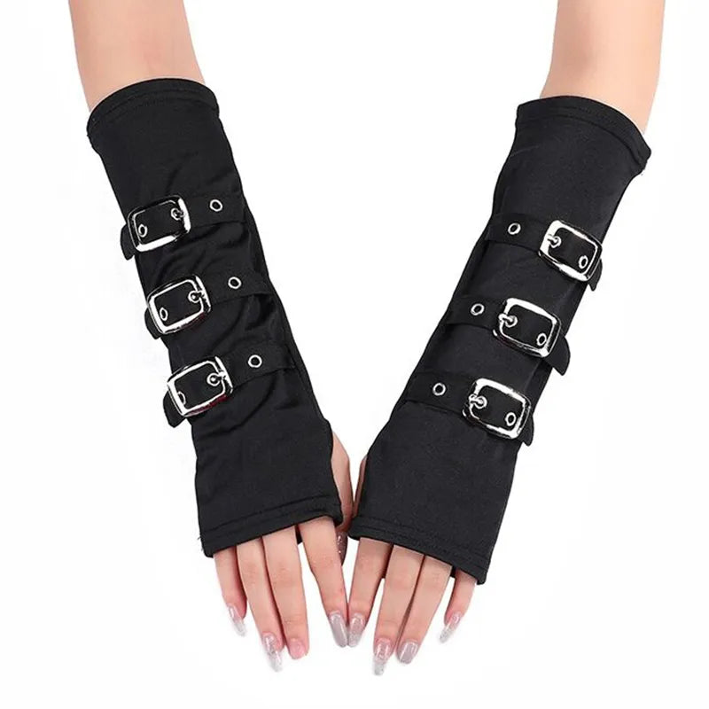 Black Buckle Detail Arm Cuffs