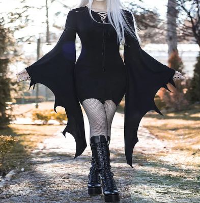 Black Bat Sleeve Bodycon Dress