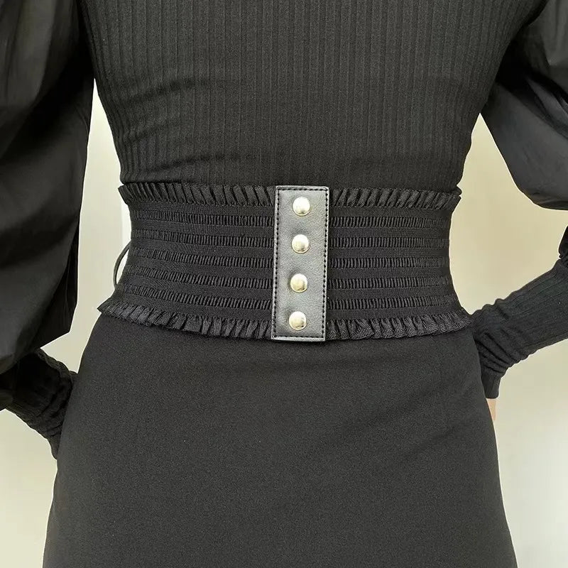 Black Steampunk Decorative Corset Belt