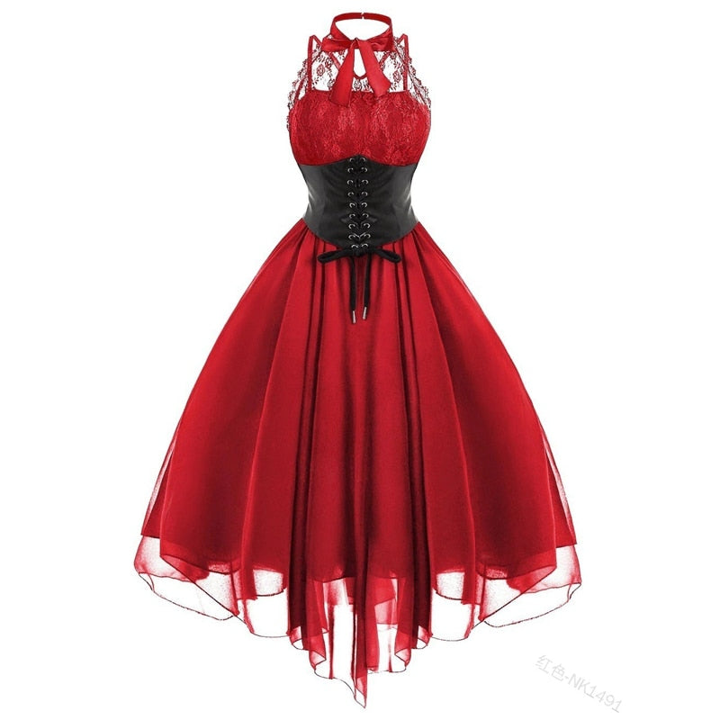 Vintage Goth Corset Swing Dress