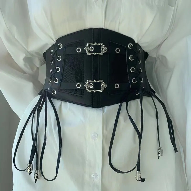 Black Steampunk Decorative Corset Belt