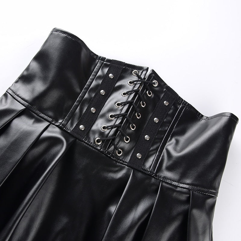 Black PU Corset Skirt