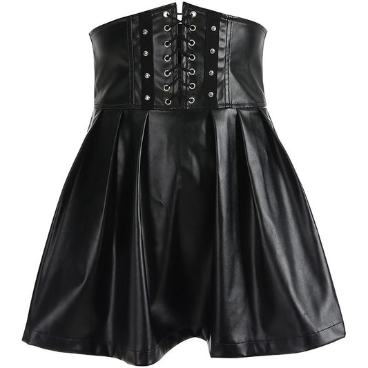 Black PU Corset Skirt