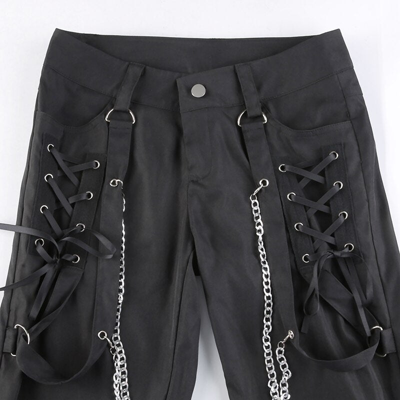 Black EMO Open Zip Utility Pants