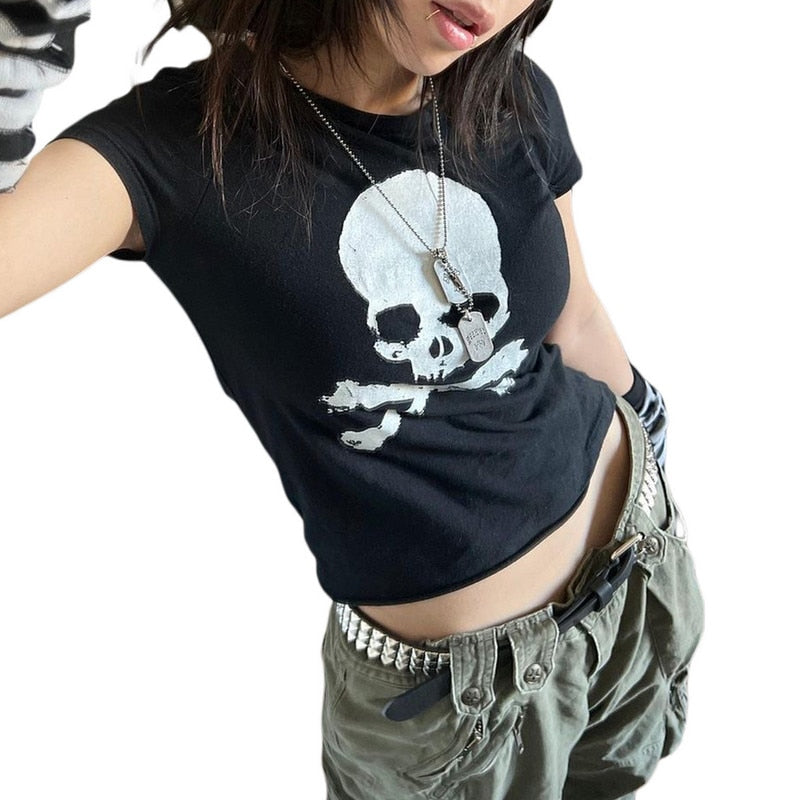 Black Skull & Crossbones Cropped Pirate T Shirt