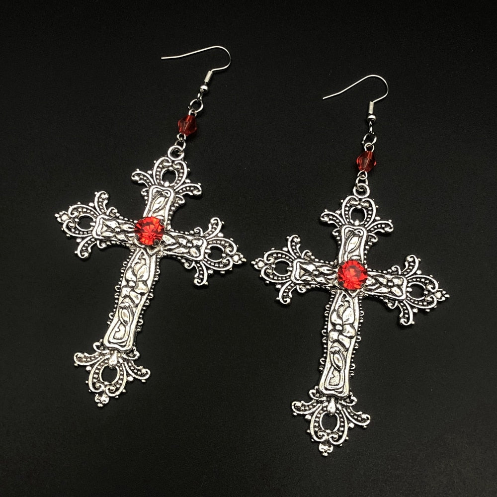 Silver Long Cross Earrings – BlueyedHorse