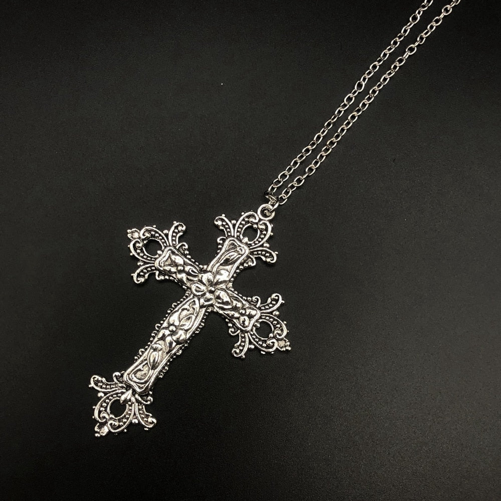 Large Silver Cross Pendant & Chain