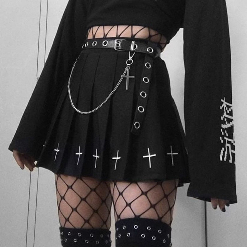 Cross Detail Pleated Tennis Style Skirt